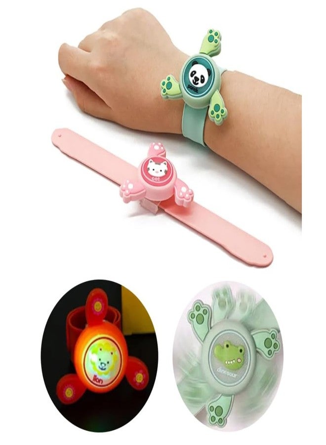 PLUSPOINT 2Pcs Wrist Band for Boys and Girls Spinning Slap Band Cute Cartoon Bracelet Wrist with Lights, Great Birthday Gift Toys for Return Gift for Kids Rakhi - Image 3